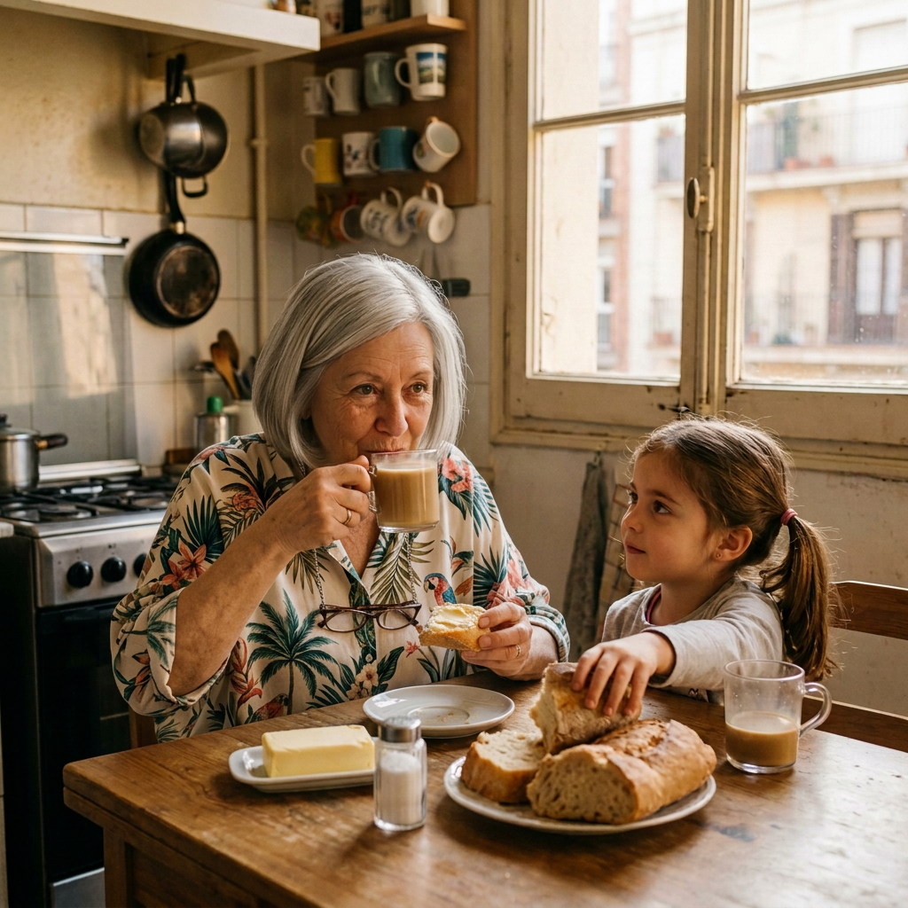 ☕El café con leche de mi abuela: un ritual marrón que honro con salud.
